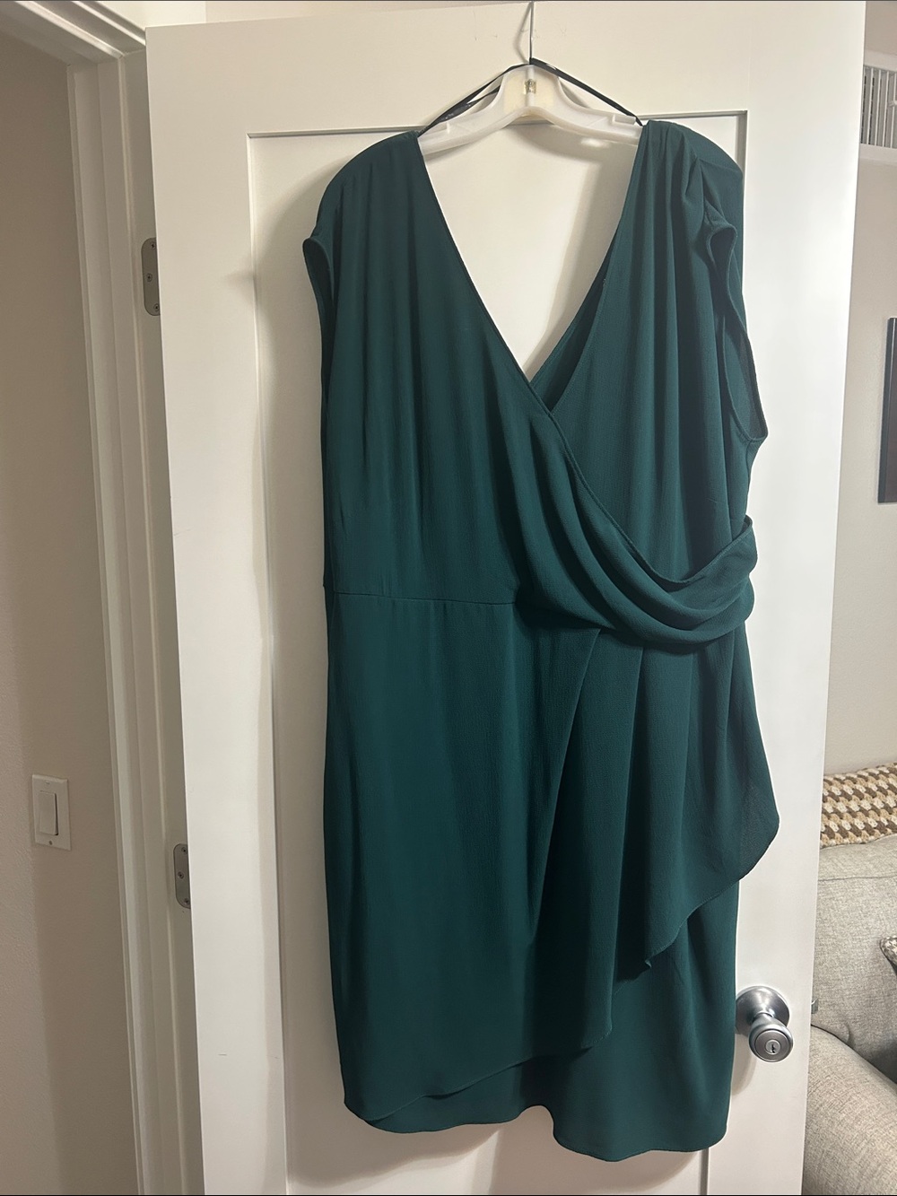 City Chic Deep Teal Draped V-Neck Midi Dress